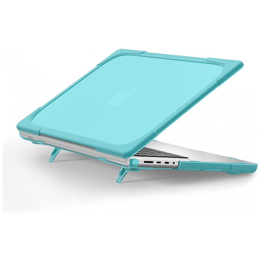 Capa Rígida Batianda MacBook Pro 16" Azul Claro – Modelos A3403 A3186 A2991 A2780 A2485 com Suporte Dobrável - Imagem 3