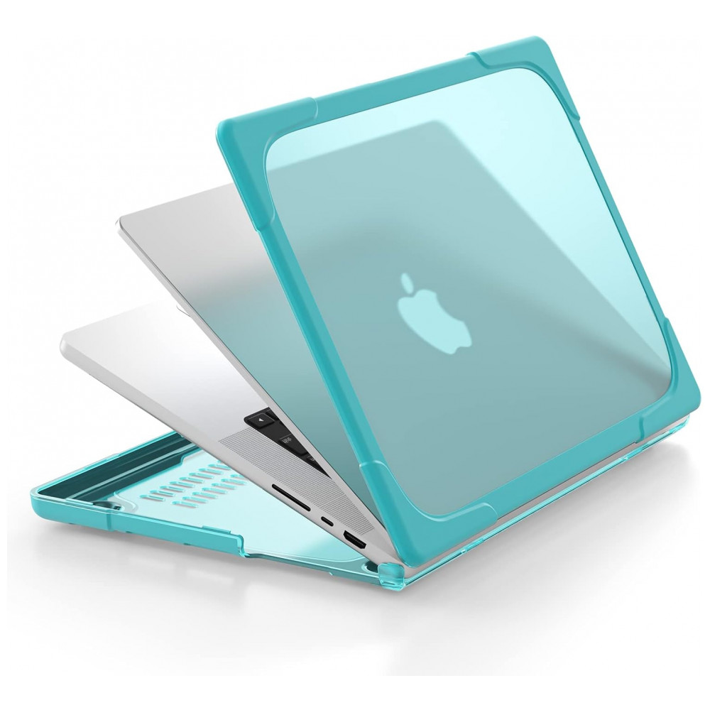 Capa Rígida Batianda MacBook Pro 16" Azul Claro – Modelos A3403 A3186 A2991 A2780 A2485 com Suporte Dobrável - Imagem 4