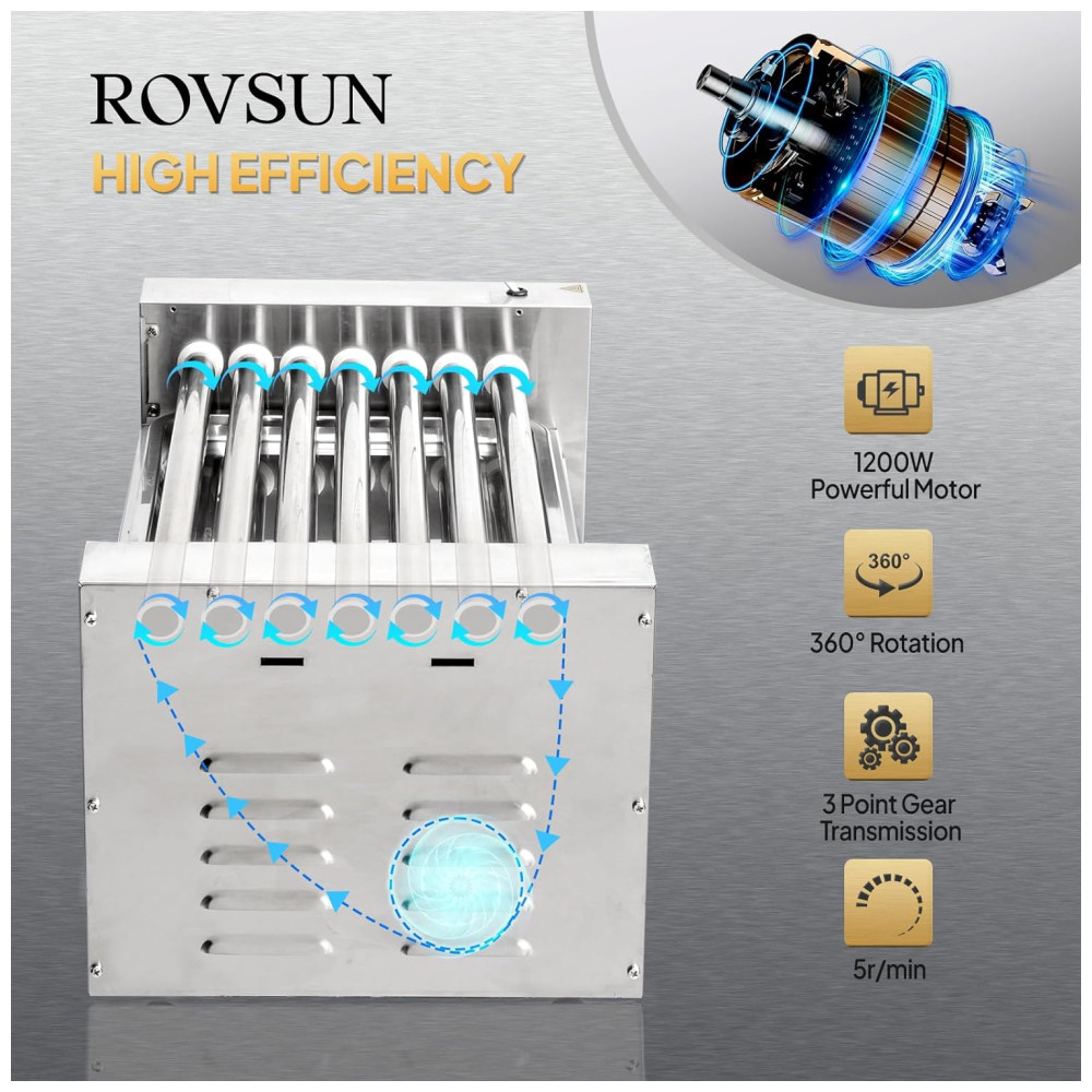 Máquina de Cachorro Quente até 18 Salsichas com Aquecedor de Pão Tampa Controle de Temperatura Dupla Luz LED Prateleira Removível e Bandeja de Gotejamento 110V 1200W ROVSUN Prata - Imagem 2