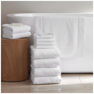 Jogo de Toalhas Macias e Altamente Absorvente com 10 Peças e Material 100% Algodão H by Frette Branca