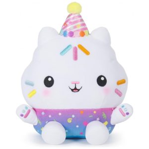 Gabby's Dollhouse Celebrações Pelúcia Cakey Cat Festa de Confeitos Animal de Pelúcia Interativo de 25cm com Sons Brinquedo para Meninas e Meninos