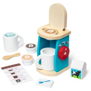 Kit Cafeteira Infantil de Madeira para Brincar de Cozinha com 11 Peças para Crianças Acima de 3 Anos Melissa & Doug