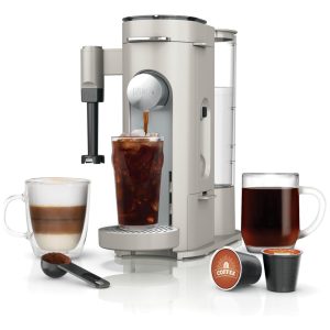 Máquina de Café Gelado com Espumador de Leite Embutido Compatível com Cápsulas K-Cup 110V 1550W Ninja PB051ST Cinza Pedra