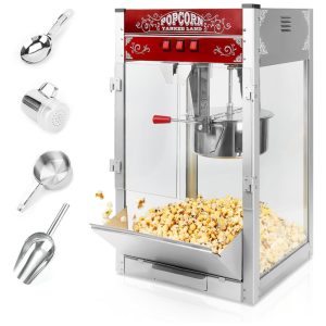 Máquina de Pipoca Comercial Panela de 450 g 1440 W Estilo Cinema com Controle de 3 Interruptores Estrutura de Aço ELOMBR.