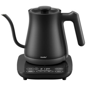 Chaleira Elétrica 600mL em Aço Inoxidável com Controle de Temperatura e 3 Predefinições 1500W 110V COMFEE Preta