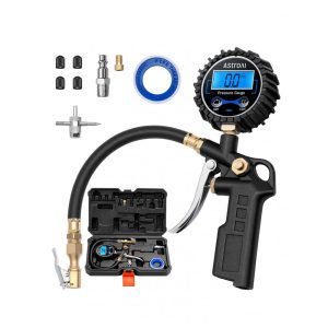 Manômetro Digital AstroAI com Inflador para Pneus 3250 PSI Acessórios para Compressor de Ar com Engate Rápido Resolução de 01 Display Padrão com Es