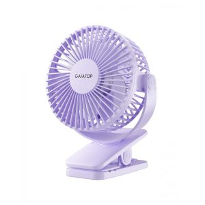 Ventilador de Clipes Portátil Gaiatop Roxo Claro Recarregável USB 3 Velocidades Rotação 360° Bateria 35-10h Mini Poderoso Silencioso Modelo CF40 5W