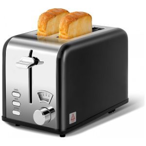 Torradeira Elétrica de 2 Fatias com 5 Níveis de Tostagem 3 Funções 110V 825W YSSOA Preta