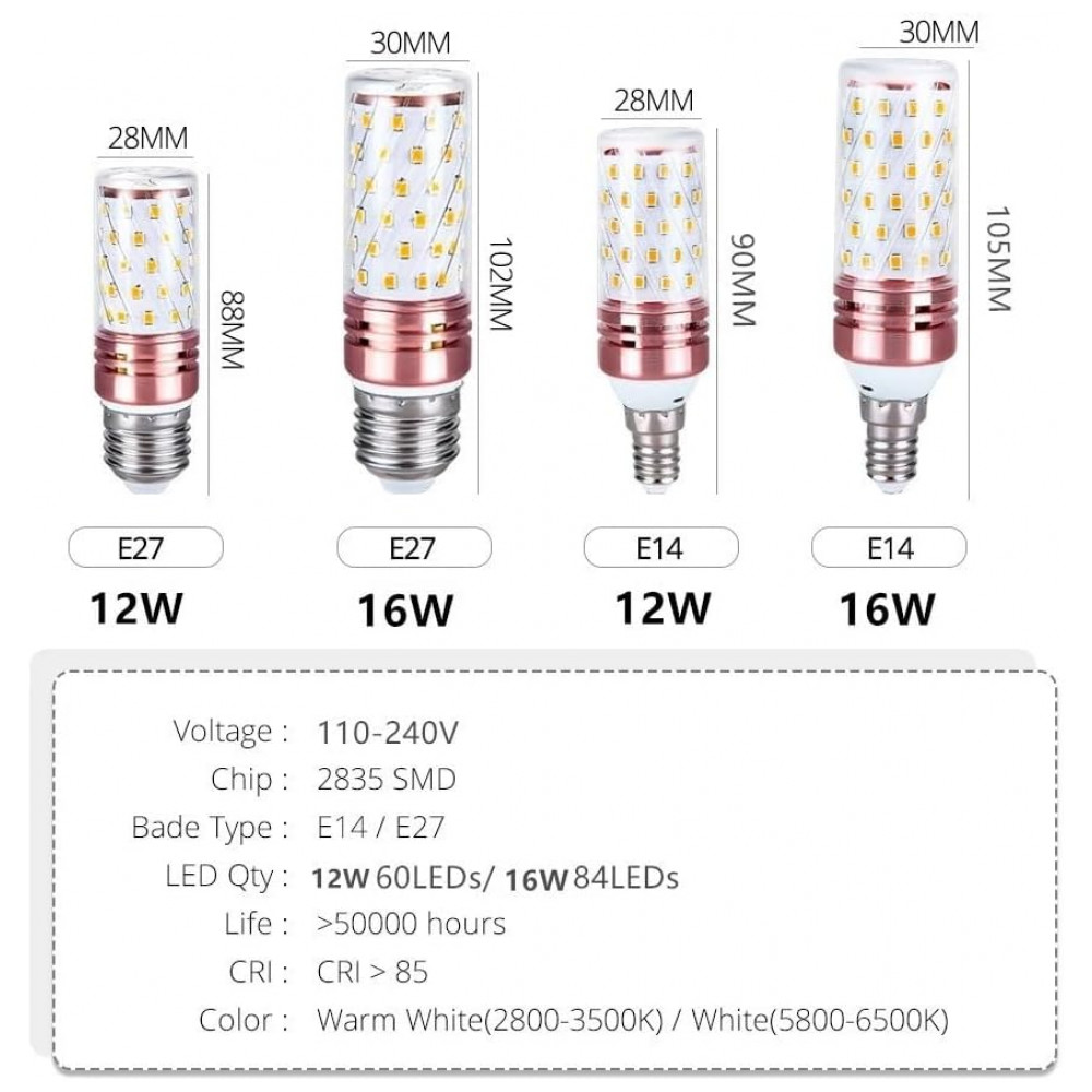 Kit 10 Lâmpadas LED Milho E14 E27 12W Bivolt Tricolor 3000K 4000K 6000K para Casa e Chandelier,AGIPS - Imagem 3