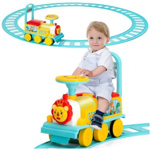 Trem Elétrico Infantil a Bateria com Trilhos e Luzes Piscantes HONEY JOY Azul