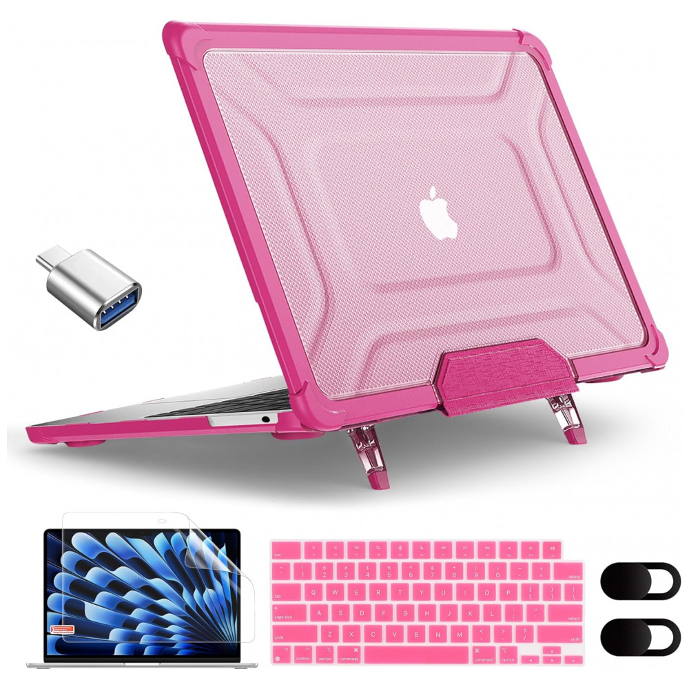Capa Rígida Antichoque Pink XK para MacBook Air 15″ (2023–2025, Modelos A3241/A3114/A2941, M2/M3/M4) – MEEgoodo