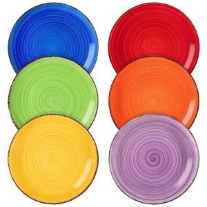 Conjunto de Pratos de Sobremesa 6 Un em Cerâmica vancasso Bonita Coloridos