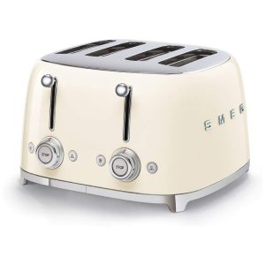 Smeg TSF03 Torradeira Elétrica de 4 Fatias Aço Inoxidável 1800W 110V Branca
