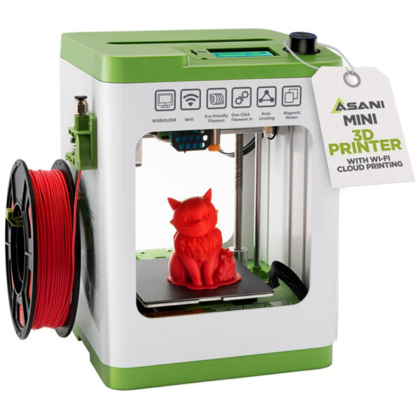 Impressora 3D Mini Totalmente Montada para Crianças e Iniciantes - Kit Inicial Completo com Auto Nivelamento, Filamento PLA de 10M e Cartão SD -Asani