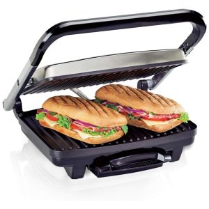 Sanduicheira Panini Antiaderente Aço Inox 110v HAMILTON BEACH 25410 Prateado