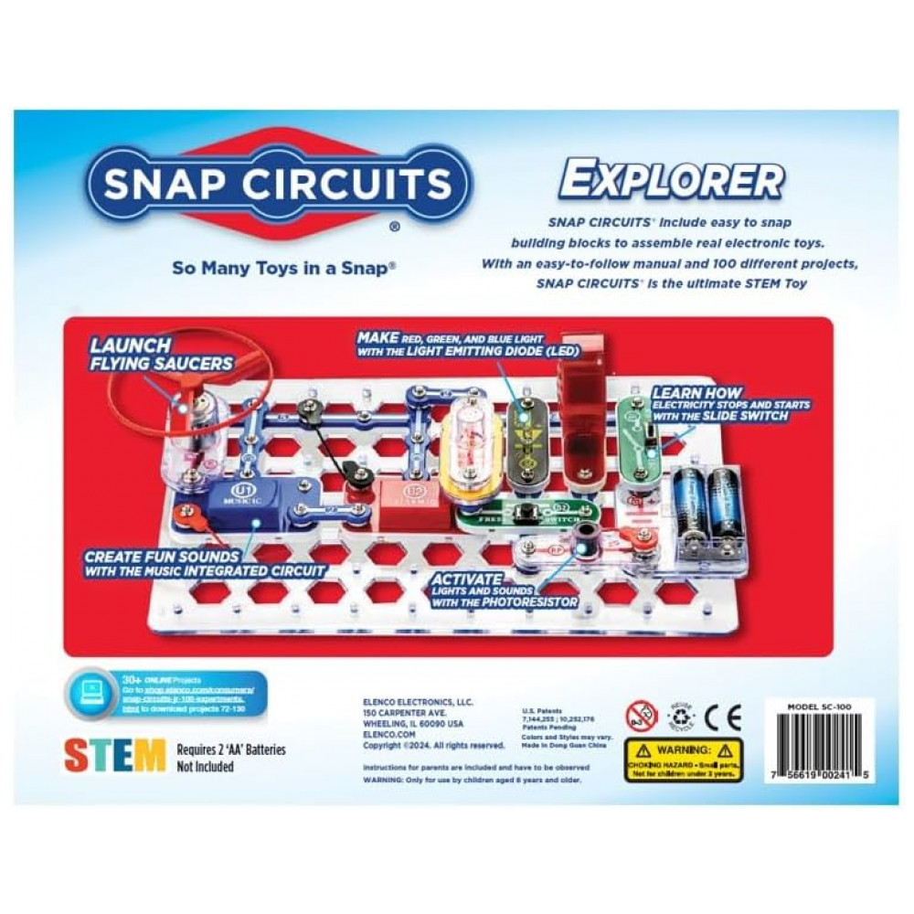 Snap Circuits Jr. SC-100 – Kit Educacional de Eletrônica com Mais de 100 Projetos para Crianças a Partir de 8 Anos - Imagem 2