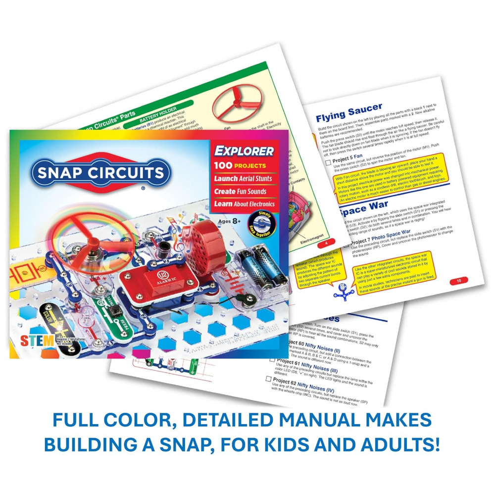 Snap Circuits Jr. SC-100 – Kit Educacional de Eletrônica com Mais de 100 Projetos para Crianças a Partir de 8 Anos - Imagem 6