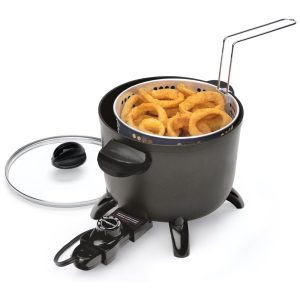 Fritadeira Elétrica á Óleo 56 L com Superfície Antiaderente e Controle de Temperatura 110V 1200W Presto 06006 Preta