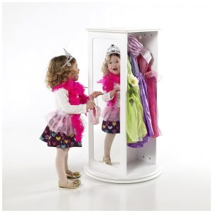 Armário infantil giratório para fantasias Guidecraft Rotating Dress-Up Storage Branco com espelhos nichos e ganchos