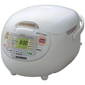 Panela de Arroz Elétrica até 10 Xícaras não Cozidas com Função de Aquecer 110V 680W Zojirushi NS ZCC18 Branca Preimum