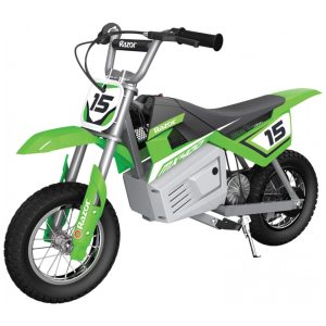 Moto Elétrica Infantil para Trilha a Bateria 24V até 22 km h 250W Idade Rec 13 Anos Razor MX400 Verde