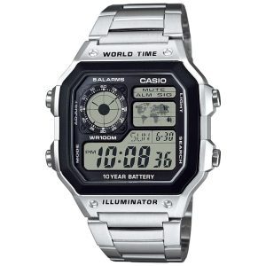 Relógio Masculino Digital AE 1200WHD VCF CASIO AE1200WHD 1A Prateado