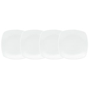 Conjunto de Pratos para Sobremesa com 4 Peças Formato Quadrado e Material de Porcelana Noritake 43813-476D Branco