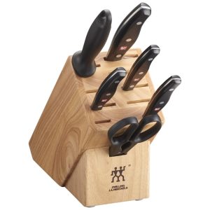 Kit de Facas Alemãs ZWILLING Twin Signature com 7 Peças e Suporte de Madeira Super Afiadas Fabricadas na Própria Fábrica Alemã com Aço de Qualidade