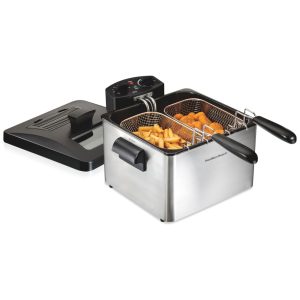 Fritadeira Elétrica Dupla Industrial a Óleo 4.5L com Controle de Temperatura 1800W Aço Inox 110V HAMILTON BEACH 35036 Cinza