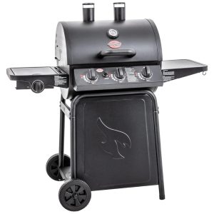 Churrasqueira a Gás Char-Griller Grillin Pro 3 Burner em Preto com 40.800 BTU Grades em Ferro Fundido e Racks de Aquecimento 630 polegadas quadradas
