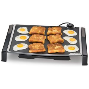 Grelhador Elétrico Dobrável e Inclinável com Superfície Antiaderente de Cerâmica e Bandeja Coletora 110V 1500W Presto 07073 Preta