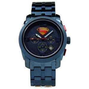Relógio Analógico com Cronógrafo para Crianças de 5 até 15 Anos Man of Steel Superman 8019 Azul