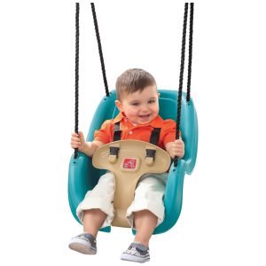 Cadeira de Balanco Infantil Para Ambientes Externos Estilo Bucket com Cinto de Segurança e Corda Resistente Para Crianças de 9 Meses a 3 Anos Step2