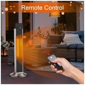 Aquecedor Elétrico de Pátio para Uso Externo Aquecedor Infravermelho com Controle Remoto Desligamento Automático Aquecedor Radiante de 50010001500W