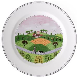 Prato de Jantar para Todas as Ocasiões com Tema Hunter & Dog Formato Redondo e Material de Porcelana Premium Villeroy Boch Branco Colorido