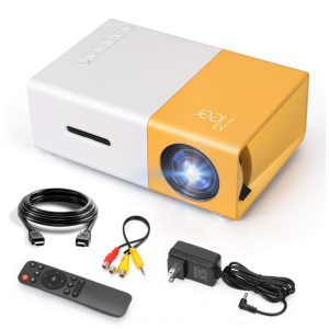 Projetor Mini Meer Amarelo/Branco Portátil LED LCD 400 Lumens YG300 5V