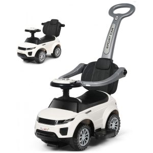 Carrinho de Passeio Infantil 3 em 1 com Buzina Música Luz e Proteção de Braço para Crianças de 1 a 3 Anos Costzon Branco