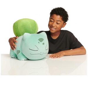 Pelúcia Pokémon Bulbasaur Jazwares verde deitada para dormir tamanho 46 cm