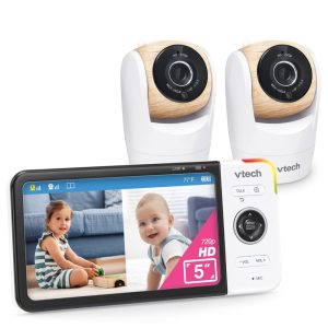 Babá Eletrônica com 2 Câmeras e Monitor 720p HD Alcance de Até 304 Metros Sem WiFi VTech VM928-2HD Branca