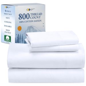 Conjunto de Lençóis de 800 Fios Tamanho California King Macio e Sedoso com Material 100% Algodão California Design Den Branco