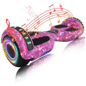 Hoverboard SIMATE Galaxy Purple com Bluetooth Rodas Todo Terreno com Luzes de LED e Controle por App – Crianças e Adultos