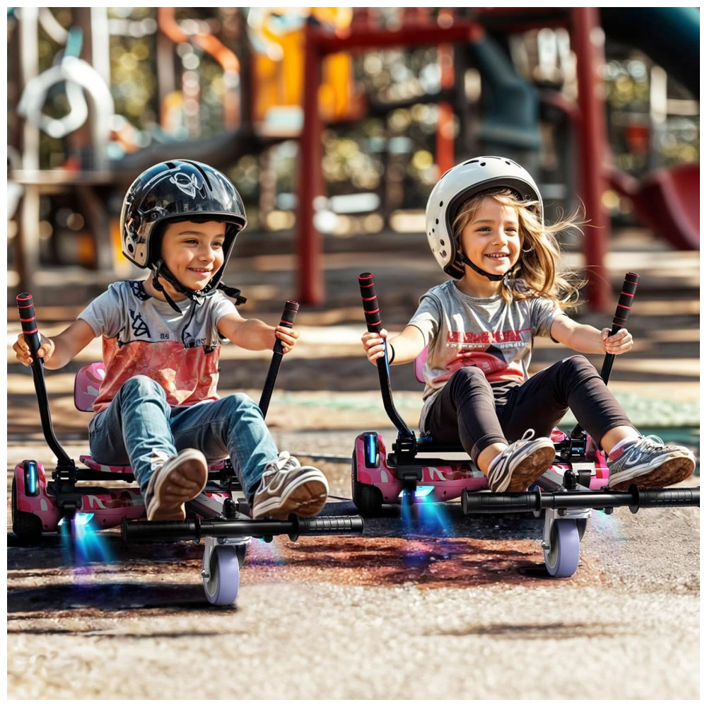 Scooter de Equilíbrio com Assento para Crianças e Adultos, 6,5” e 8,5” com Bluetooth, Luzes LED Coloridas e Kart – Camuflado Rosa - Imagem 6