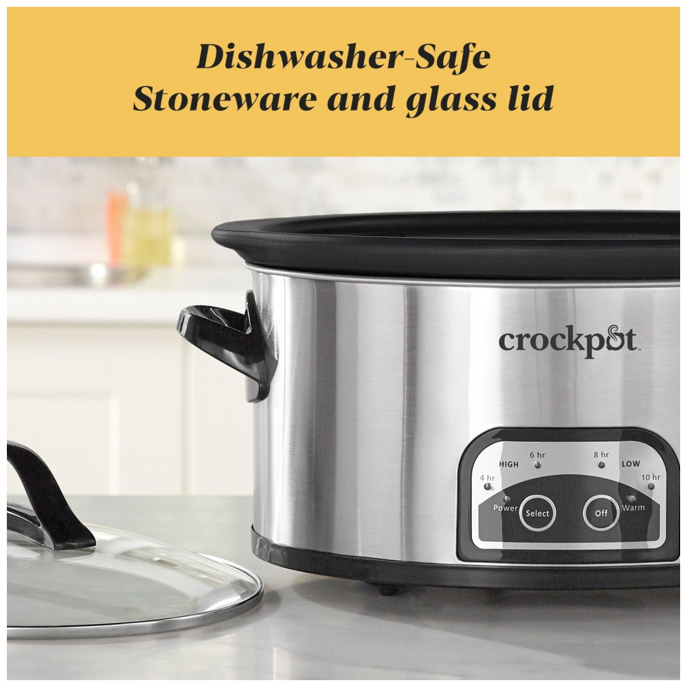 Panela de Cozimento Lento Programável CrockPot de 6 Quartos com Temporizador e Configuração Automática de Aquecimento de Alimentos, Aço Inoxidável 5,68 litros - Imagem 5