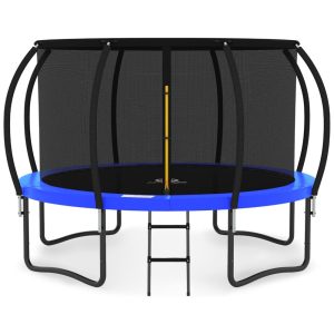 Cama Elastica Capacidade até 150 kg com Escada e Revestimento Antiferrugem JUMPZYLLA Azul