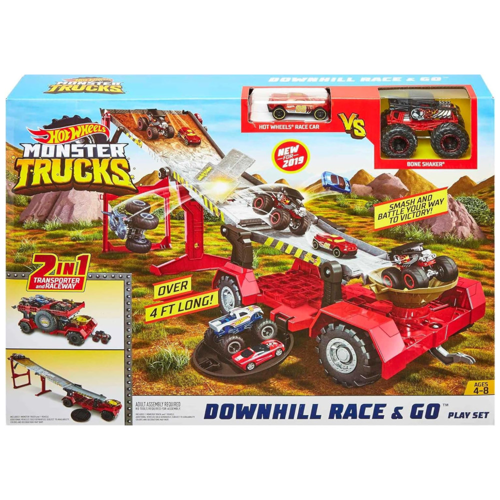 Caminhão Monstro Hot Wheels com Transportador e Pista de Corrida Inclui Bone Shaker em Escala 1:64 Mattel - Imagem 6