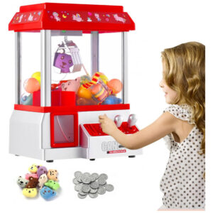 Mini Máquina de Garra para Crianças VISATOR Rosa e Branco com Brinquedos e Música, Dispenser de Prêmios para Festa e Diversão em Casa