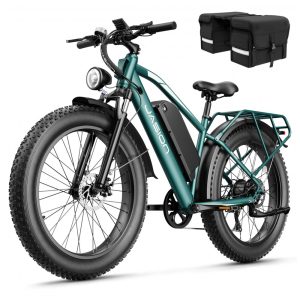 Bicicleta elétrica Jasion EB5 MAX verde pneus 26x4 motor até 2000W bateria 48V 15Ah 7 marchas suspensão dianteira e voltagem 110V