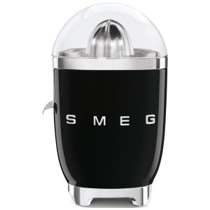 Espremedor de Suco Cítrico SMEG 50s Retro Style com Bico Anti gotejamento Ativação Automática e Coleta Eficiente Preto