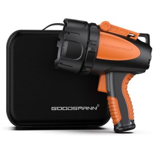 Lanterna LED 4500 Lúmens Recarregável Impermeável USB e 12V 24V Com Alça 220v GOODSMANN 9924 H101 02 Laranja