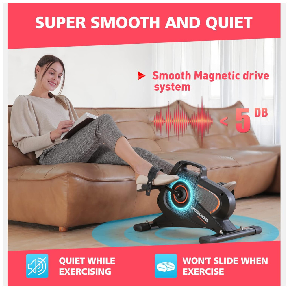 YOSUDA Under Desk Bike Pedal Exerciser Magnetic Mini Exercise Bike for Arm Leg Exercise Physical Therapy Desk Pedal Bike for Home Office Workout - Imagem 3